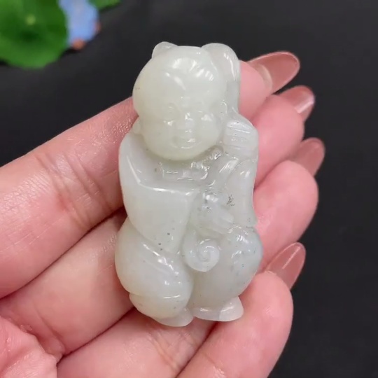 H34055024 Hetian Jade Pendant Child Total Weight About 30g