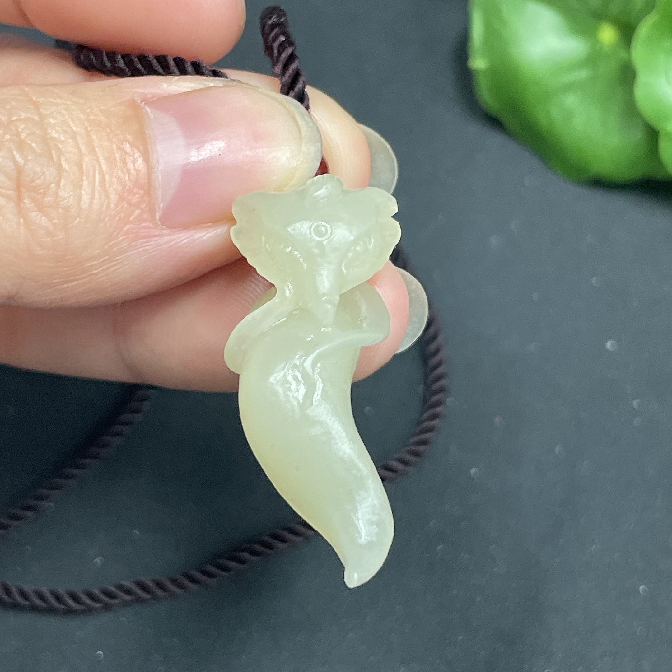 H10083908 Hetian Jade Pendant with Cord, Approx. 7.55g