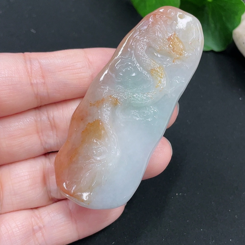 F30527701 Jadeite Dragon Pendant Total Weight Approx. 34g (Color origin undetermined)