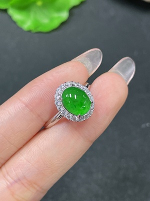 F34064188 Jadeite Inlaid Piece Non-Gold Adjustable Total Weight Approx. 2.62g