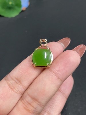 H34010558 Hetian Jade Inlaid Pendant, Plain Pendant, 18k, Total Weight Approx. 2.1g