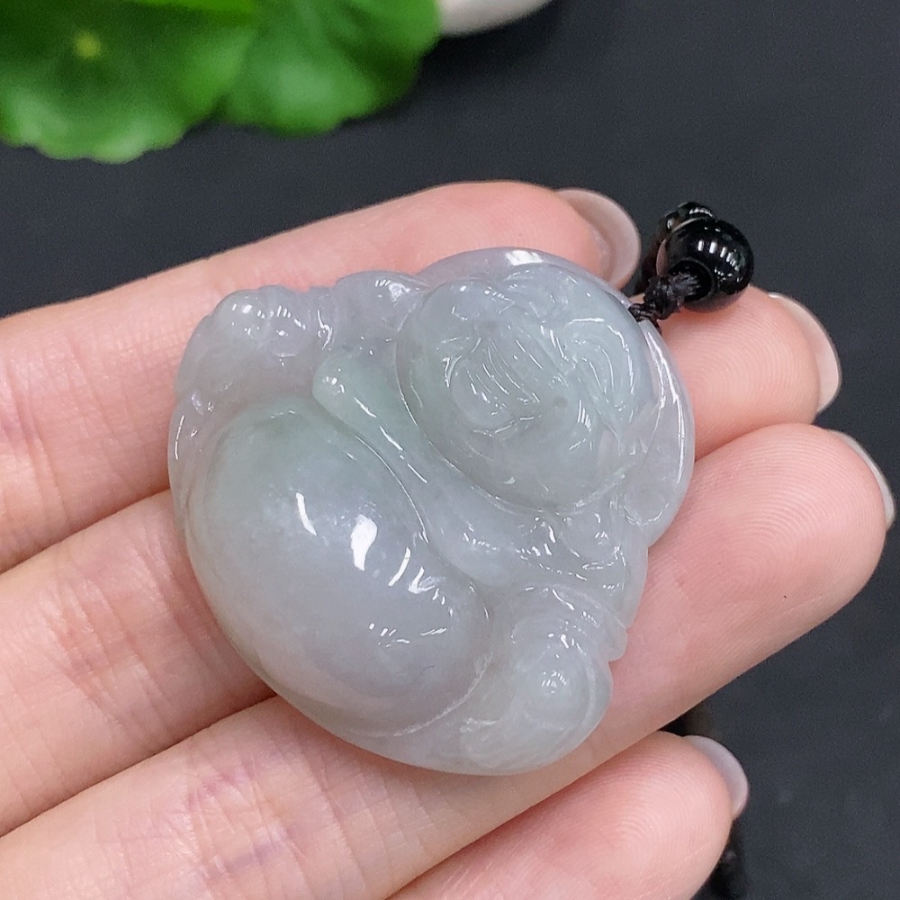 F34034599 Jadeite Buddha pendant Total weight including chain is about 32.2g (chain is not grade A)