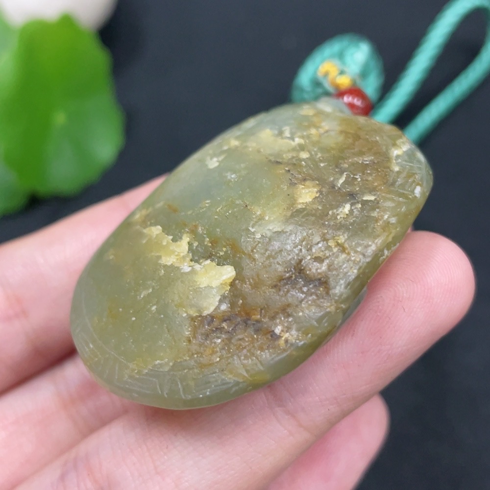 H30537049 Khotan Jade Pendant – Dragon Turtle with Undetermined Skin Color Origin, Total Weight (including rope): 46.5g