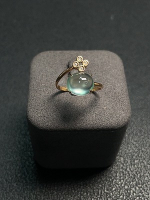 C27133146 Prehnite Inlaid Ring 18K Gold Size 18 Total Weight Approx. 3.13g