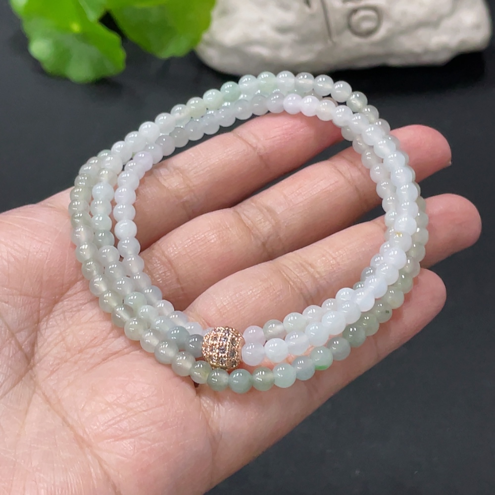 F34978056 Jadeite Beaded Necklace Approximately 4.3mm Bead Size Total Weight About 20.7g Non-Gold Accessory Beads