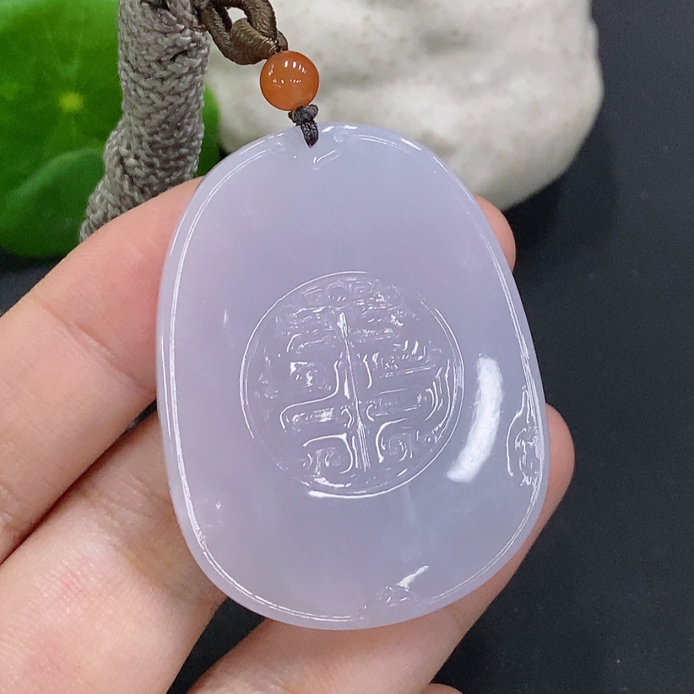 F34000411 Jadeite Antique Pendant Total Weight Approx. 26.15g (Including Cord Weight)