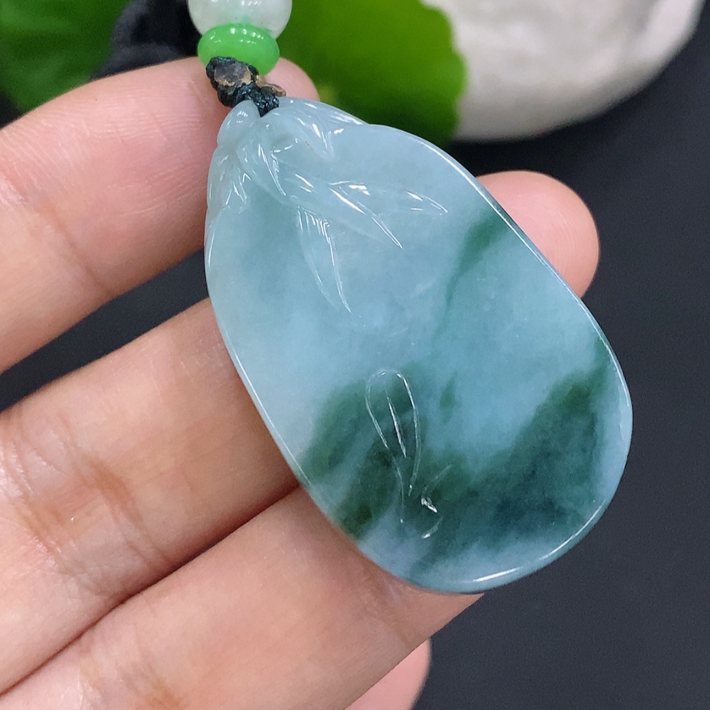 F27136877 Jadeite Bamboo Pendant Total Weight with Rope Approx. 23.2g (Beads Non-A)