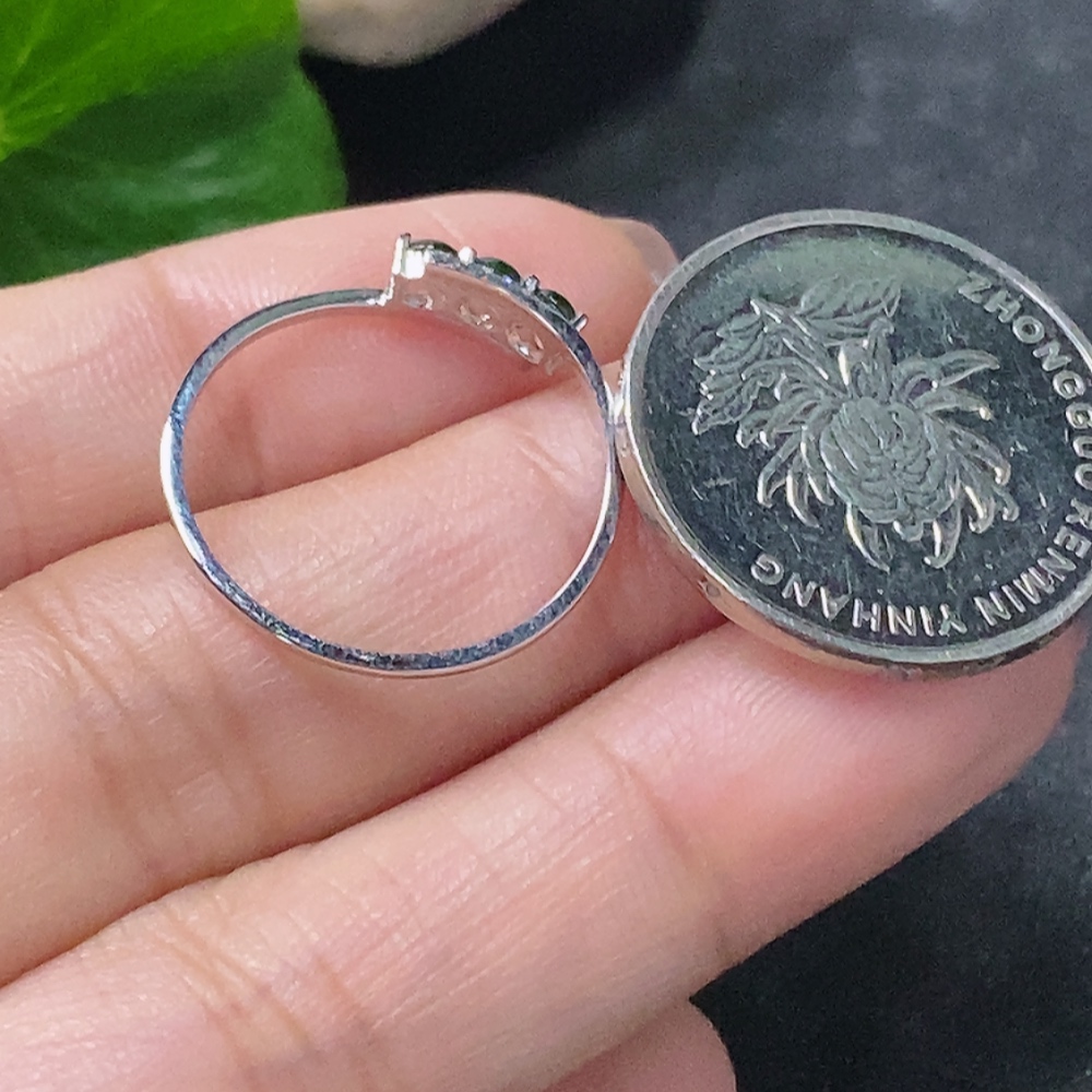 F34042627 Jadeite and Diamond Ring in 18K Gold, Size 15, Total Weight Approx. 1.08g