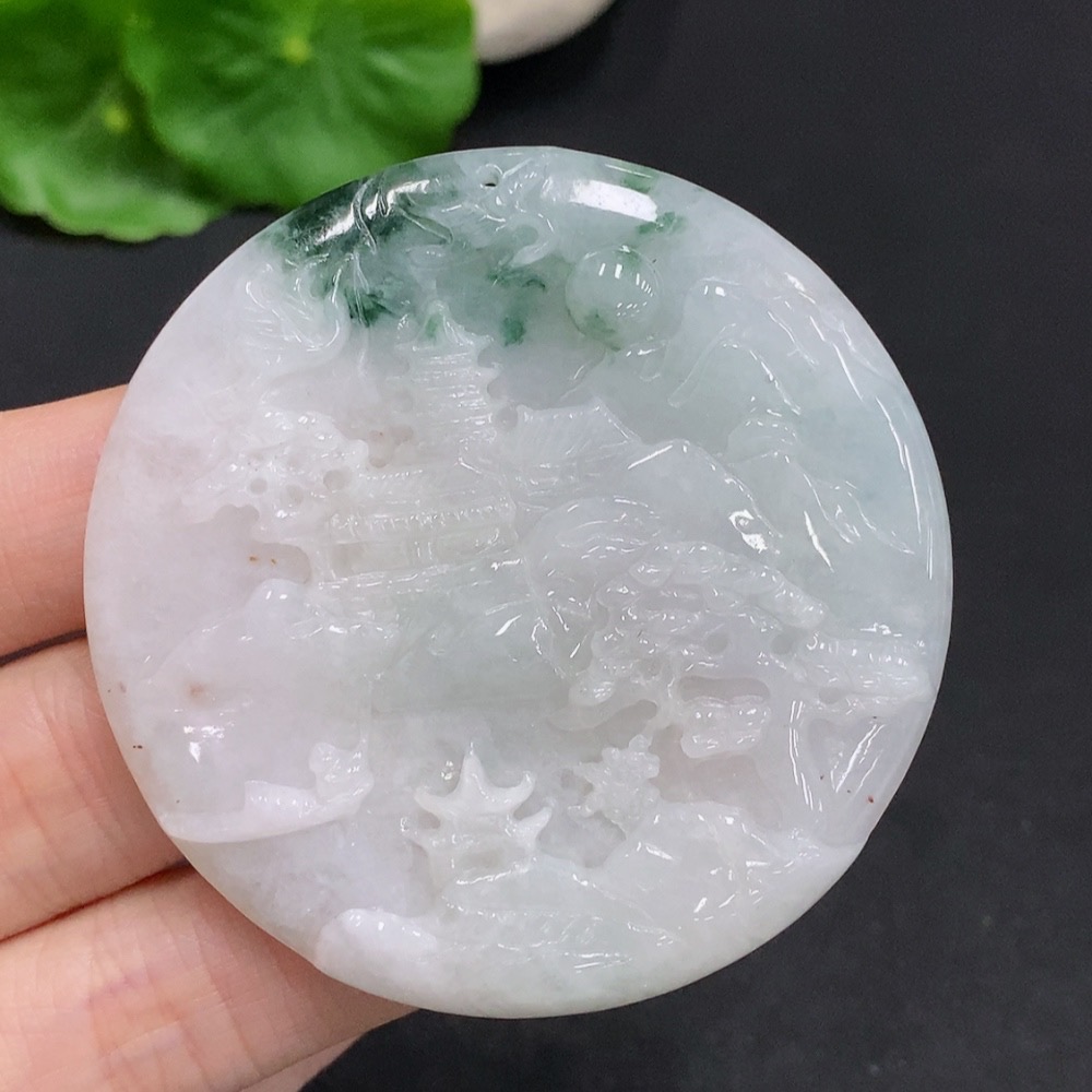 F31687564 Jadeite Landscape Pendant with a total weight of approximately 32.2 grams