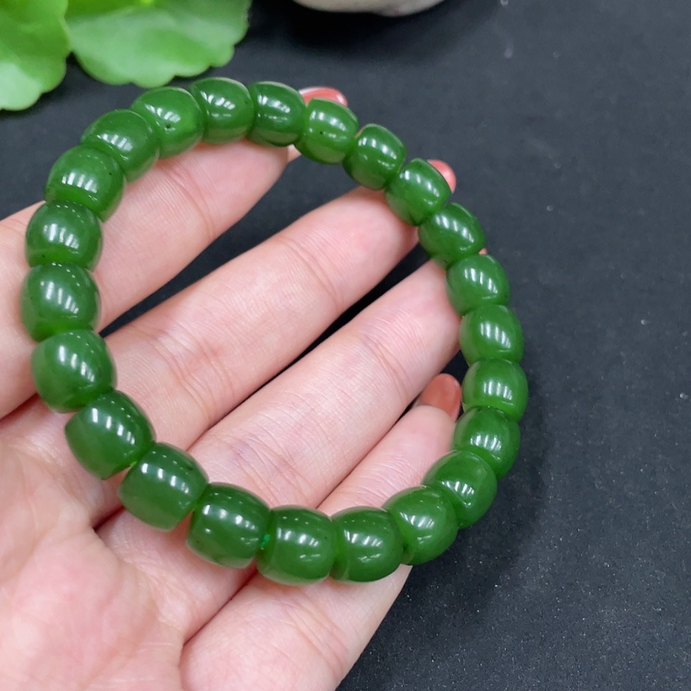 H35112427 Hetian Jade Bracelet, approx. 8.7mm beads, total weight approx. 26.9g