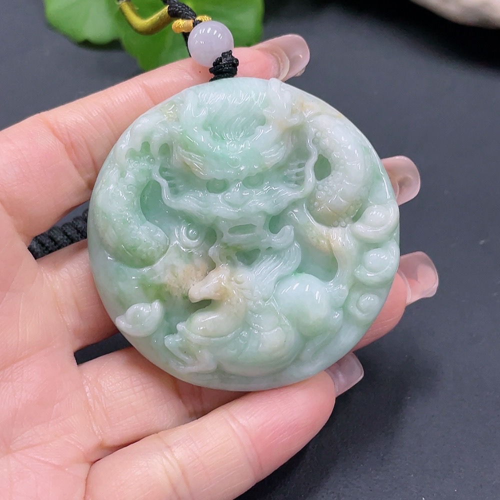 F20214369 Jadeite Dragon Pendant Total Weight 70.322g
