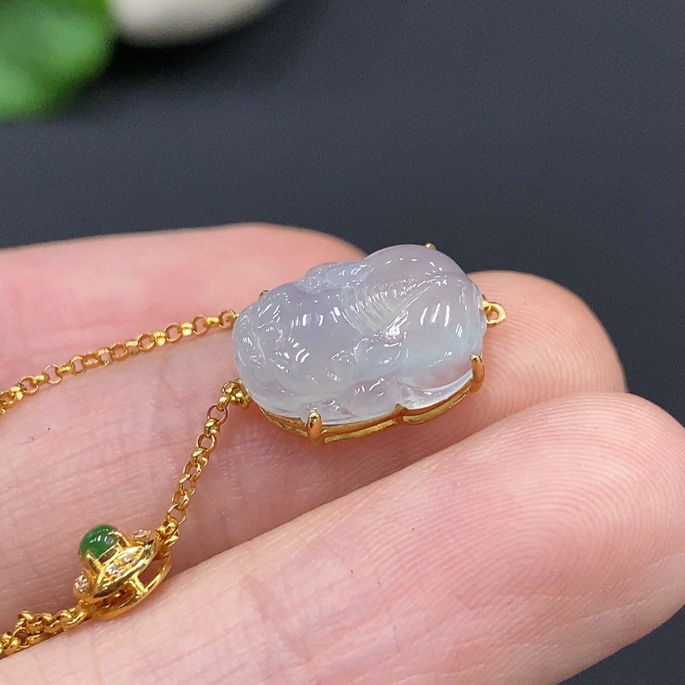 F17858292 JadeitePi Xiu Inlaid Bracelet 18K Gold Total Weight Approx. 2.2g