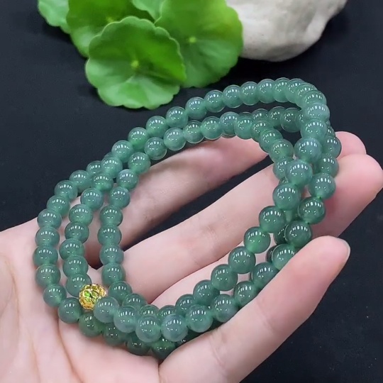 F34996588 Jadeite Bead Necklace Approximately 6.5mm Non-Gold Setting Total Weight About 47.94g
