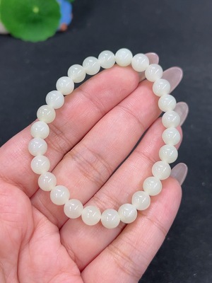 H41939517 和田玉手串 卡6.7mm左右 货品总重约13.2g