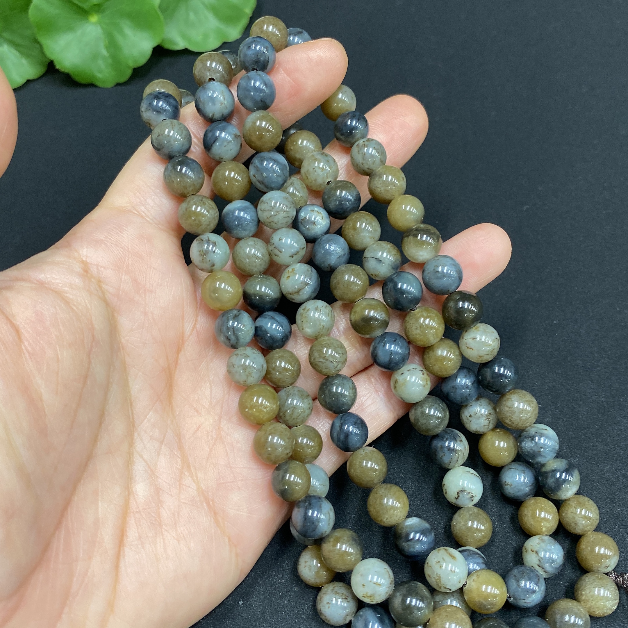 H32812385 Hetian Jade Bead Necklace, Approx. 7.6mm, Total Weight Approx. 80.6g