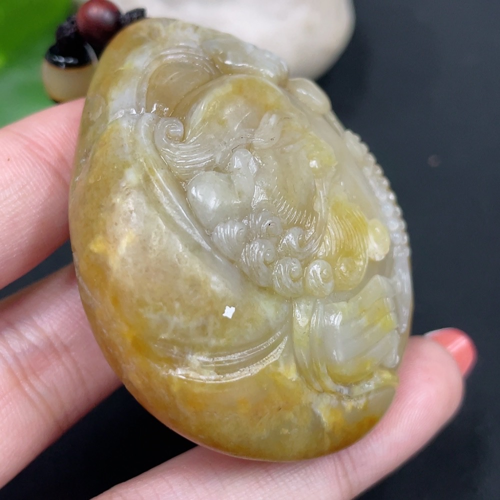 H34017625 Hetian Jade Pendant - Bodhidharma - Undetermined Skin Color Origin - Total Weight (Including Cord): 86.1g