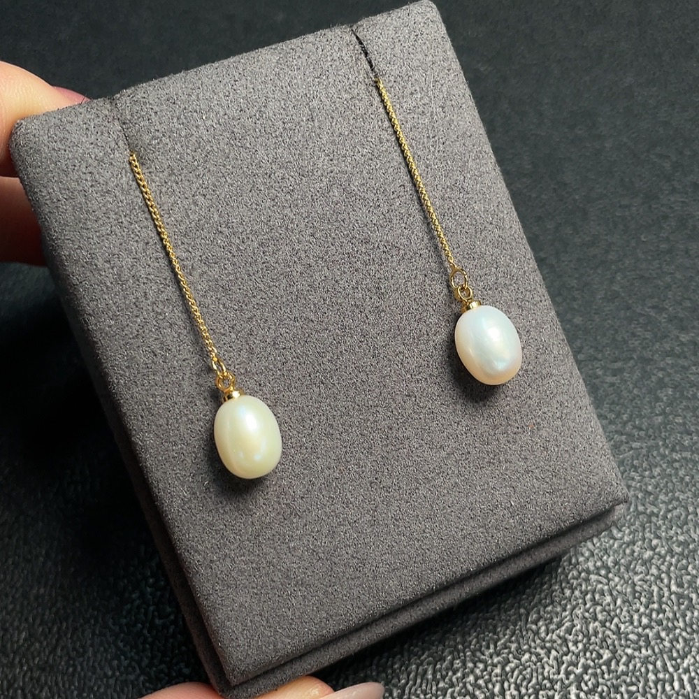 C30535208 Pearl Inlaid Earrings Non-Gold Setting Approx. 7.5mm Total Weight About 2.14g