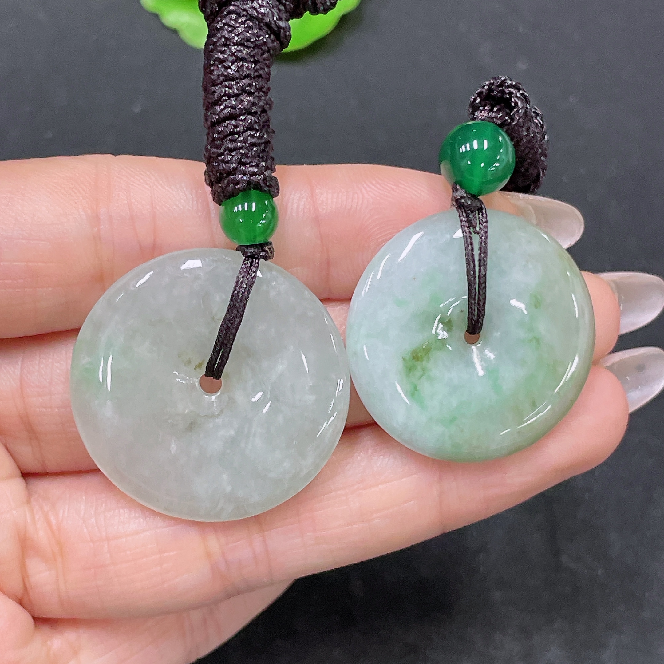 F35157743 Jadeite Pendant Peace Buckle Sell as a Lot Matching Beads Non-A