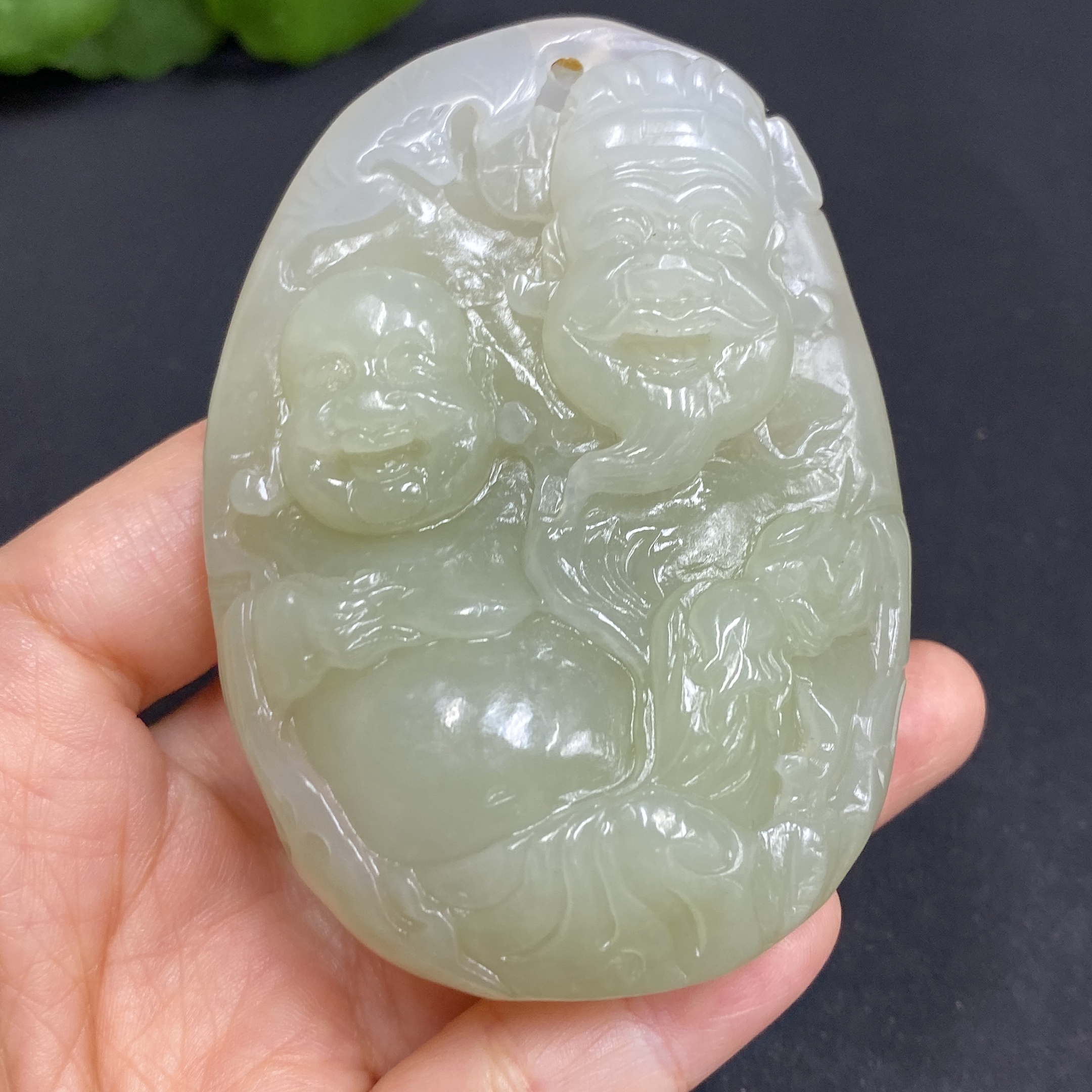 H30464875 Hetian Jade Handheld Ornament - Wealth