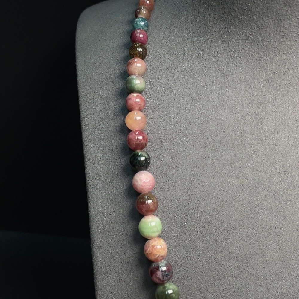 C30536184 Tourmaline Bead Strand Approx. 4.4-10.2mm Total Weight About 51.83g Containing Other Mineral Components Visible Organic Matter