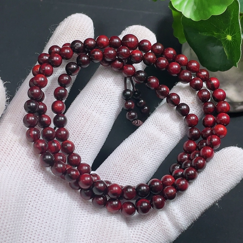 W33854848 Small-Leaf Sandalwood Long Strand, Total Weight Approx. 16.59g, Bead Size ~6.1mm