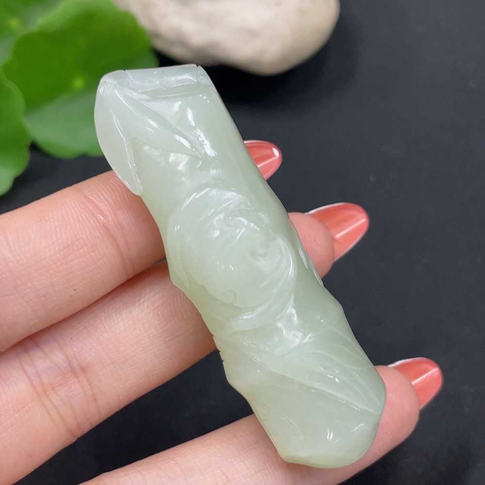 H34017325 Hetian Jade Pendant Bamboo Joint Total Weight About 30.6g