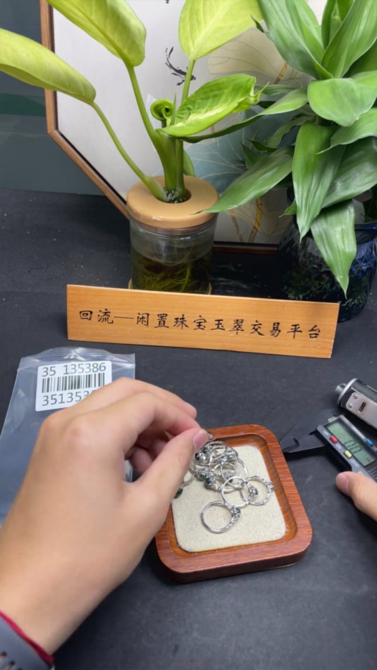 F35135386 Jadeite cabochon inlaid ring non-metal adjustable