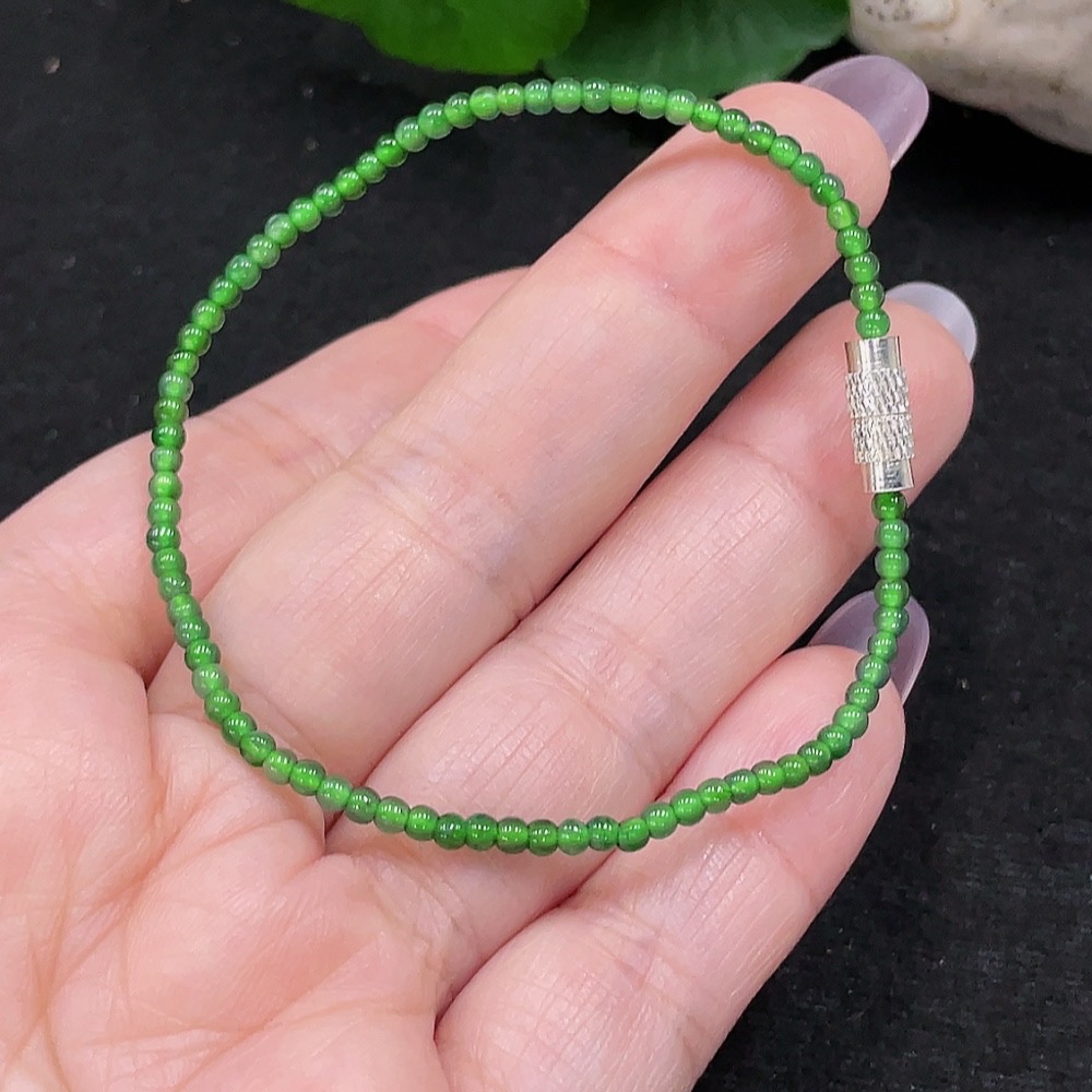 F34965543 Jadeite Bracelet Bead Size 2.2mm Approx. Total Weight 2.3g Non-gold Inlaid