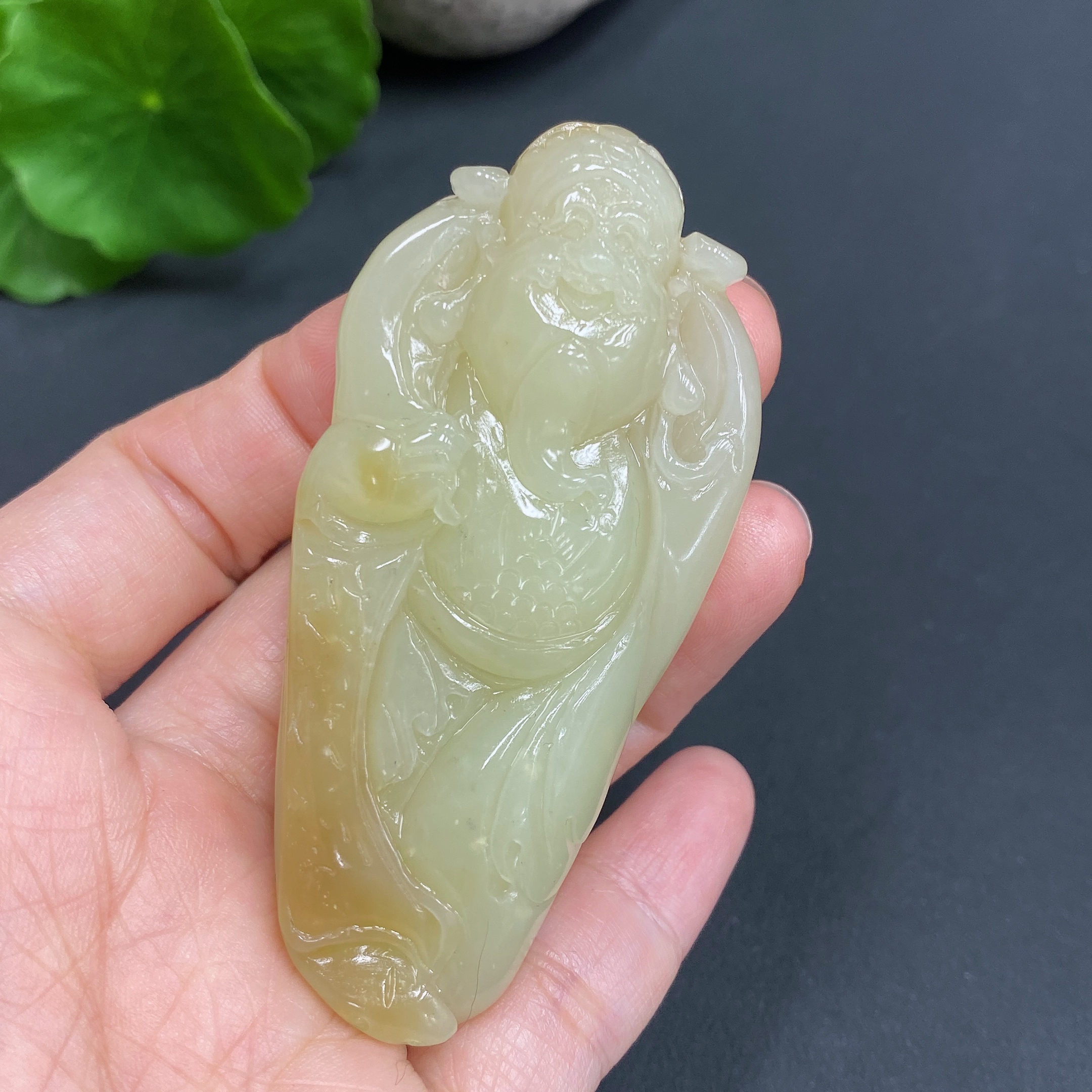 H17978042 Hetian Jade Pendant    God of Wealth    Total Weight: Approx. 53.2g