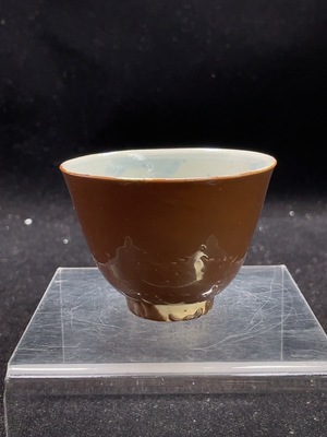 W27164441 Porcelain, Mint Condition, Qing Dynasty Soy-Glazed Blue and White "Abundance of Gold and Jade" Cup (subject to actual item)