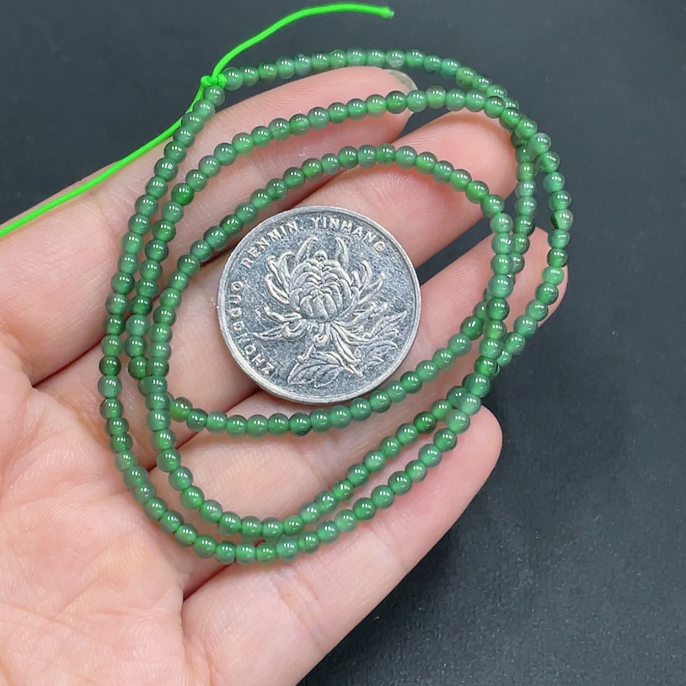 F21426154 Jadeite Beaded Necklace Approx. 3mm Total Weight 7.07g