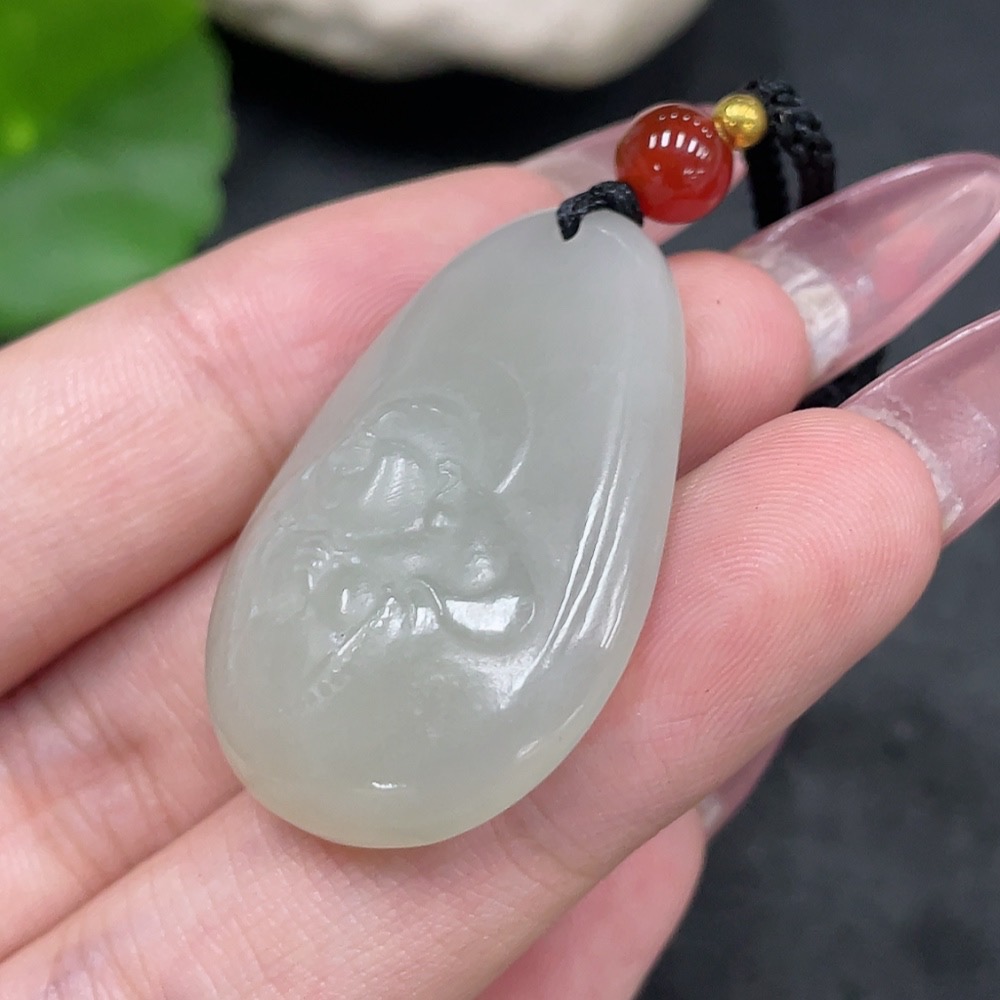 H33897631 Hetian Jade Pendant Buddha Total Weight (including rope) 12.5g