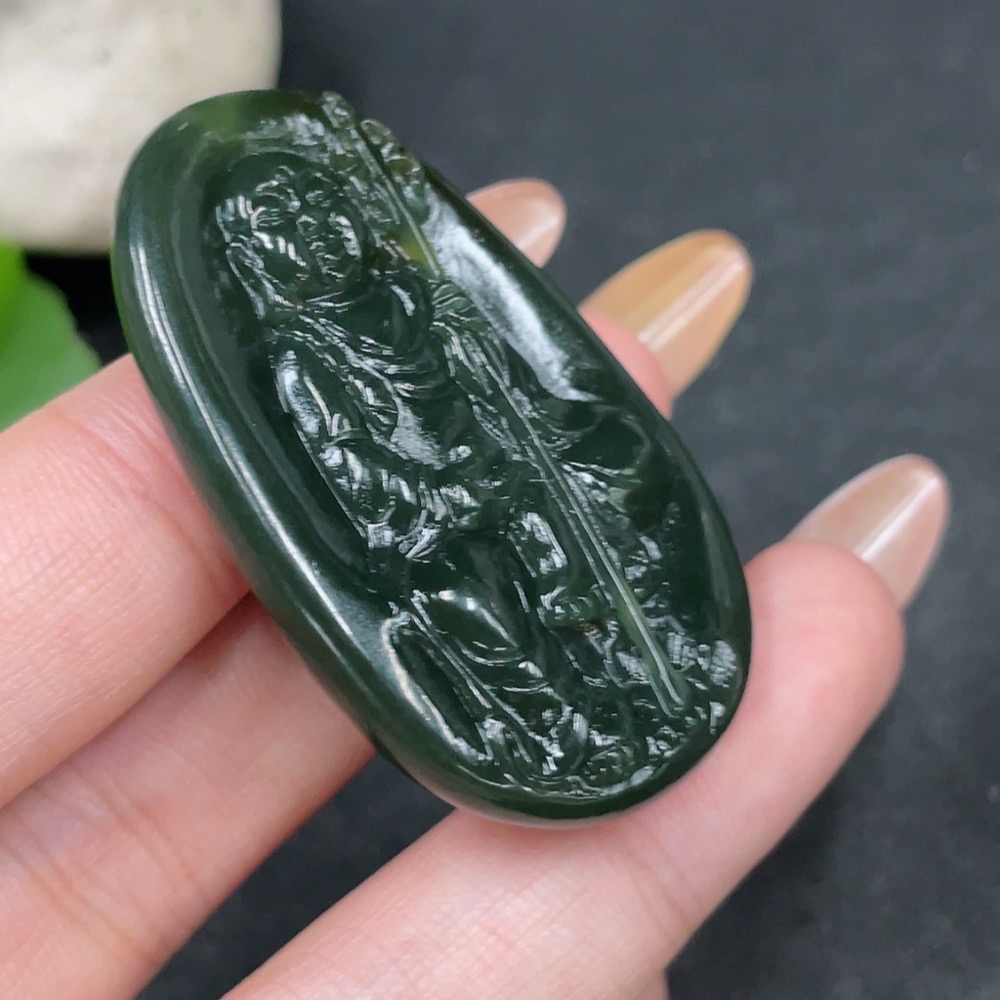 H32726405 Hetian Jade Pendant - Ksitigarbha Bodhisattva, Total Weight Approx. 17.9g