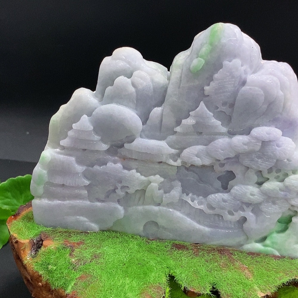 F35125229 Jadeite Landscape Ornament Total Weight Approx. 664.9g (including other mineral components)