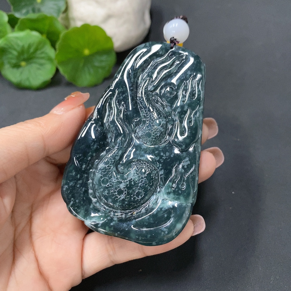 F13483937 Jadeite Hand-held Ornament Dragon Pendant