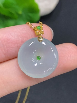 F32807171 Jadeite Safety Buckle with 18K Gold Clasp (Non-Gold-Inlaid Chain, Total Weight Approx. 5g Including Chain)