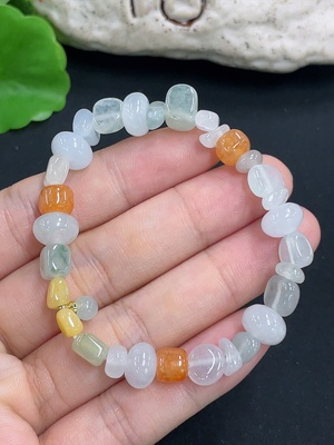 F46514925 翡翠手串  红珠黄珠非A  货品总重约15.3g  非金