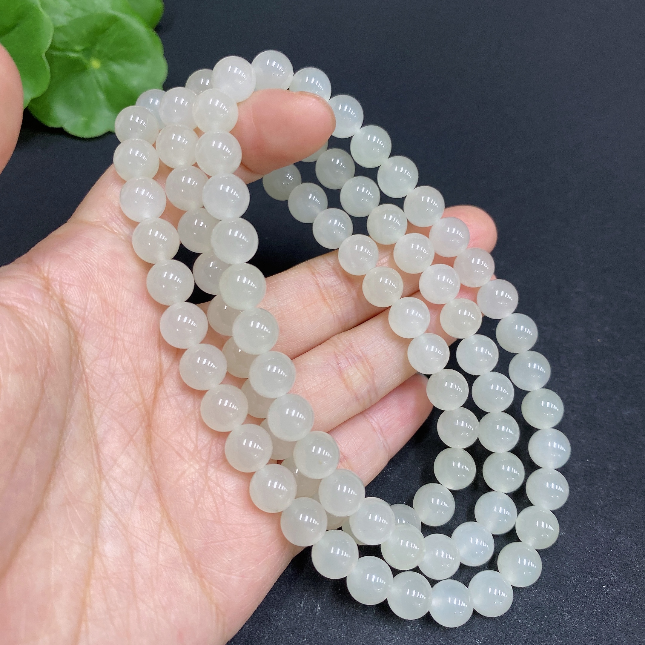 H33858832 Hetian Jade Bead Necklace Approx. 7.6mm Total Weight Approx. 66.9g