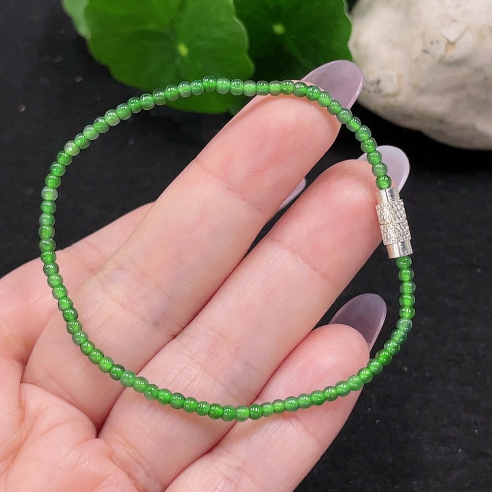 F34965543 Jadeite Bracelet Bead Size 2.2mm Approx. Total Weight 2.3g Non-gold Inlaid