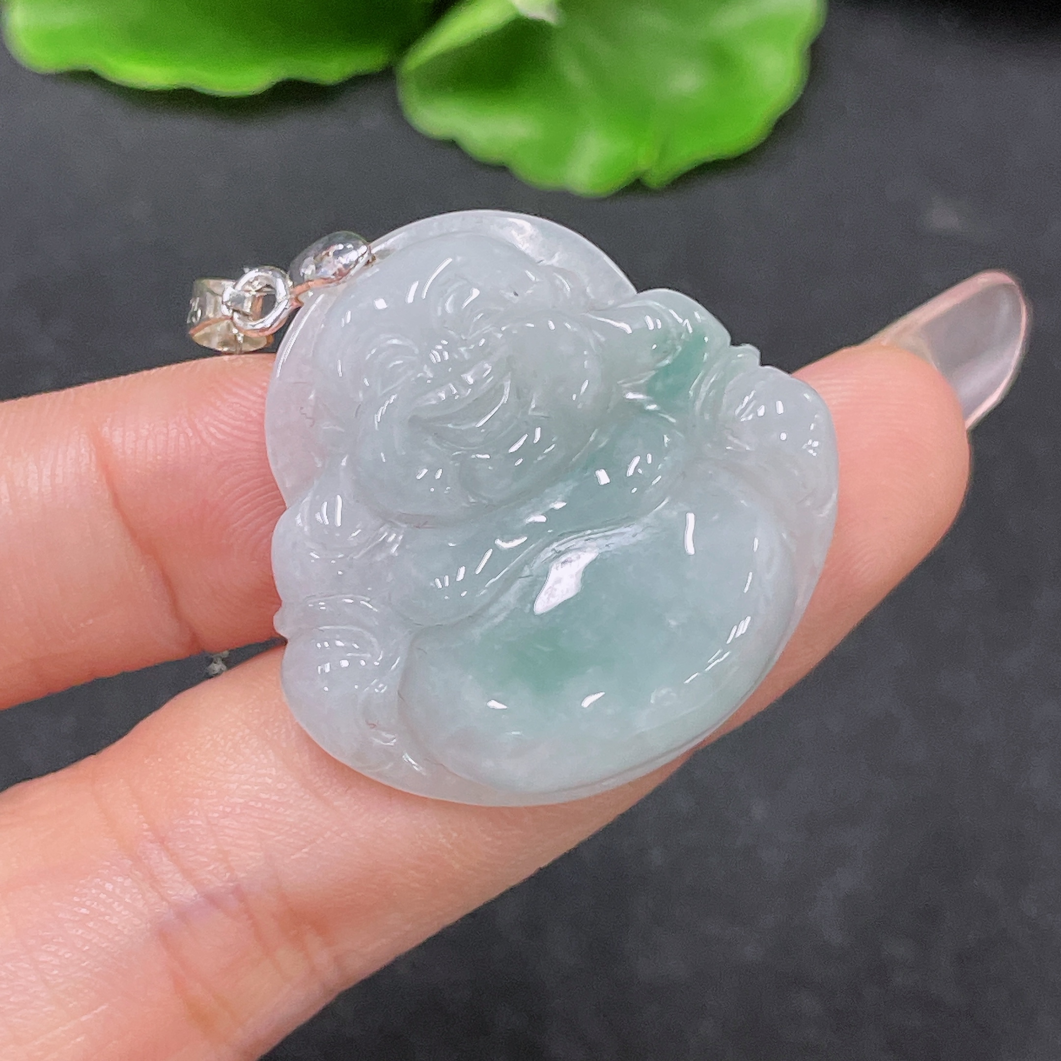 F34047103 Jadeite Pendant Buddha Non-Gold with Chain Total Weight Approx. 11.34g