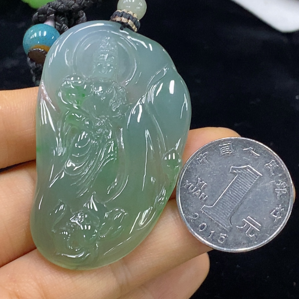 F34975396 Jadeite Pendant Guanyin with Cord Total Weight Approx. 29.69g