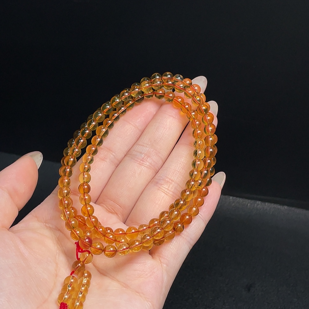 C34066280 Amber Beeswax Bead Chain, Total Weight Approx. 10.62g, Size About 5.2mm