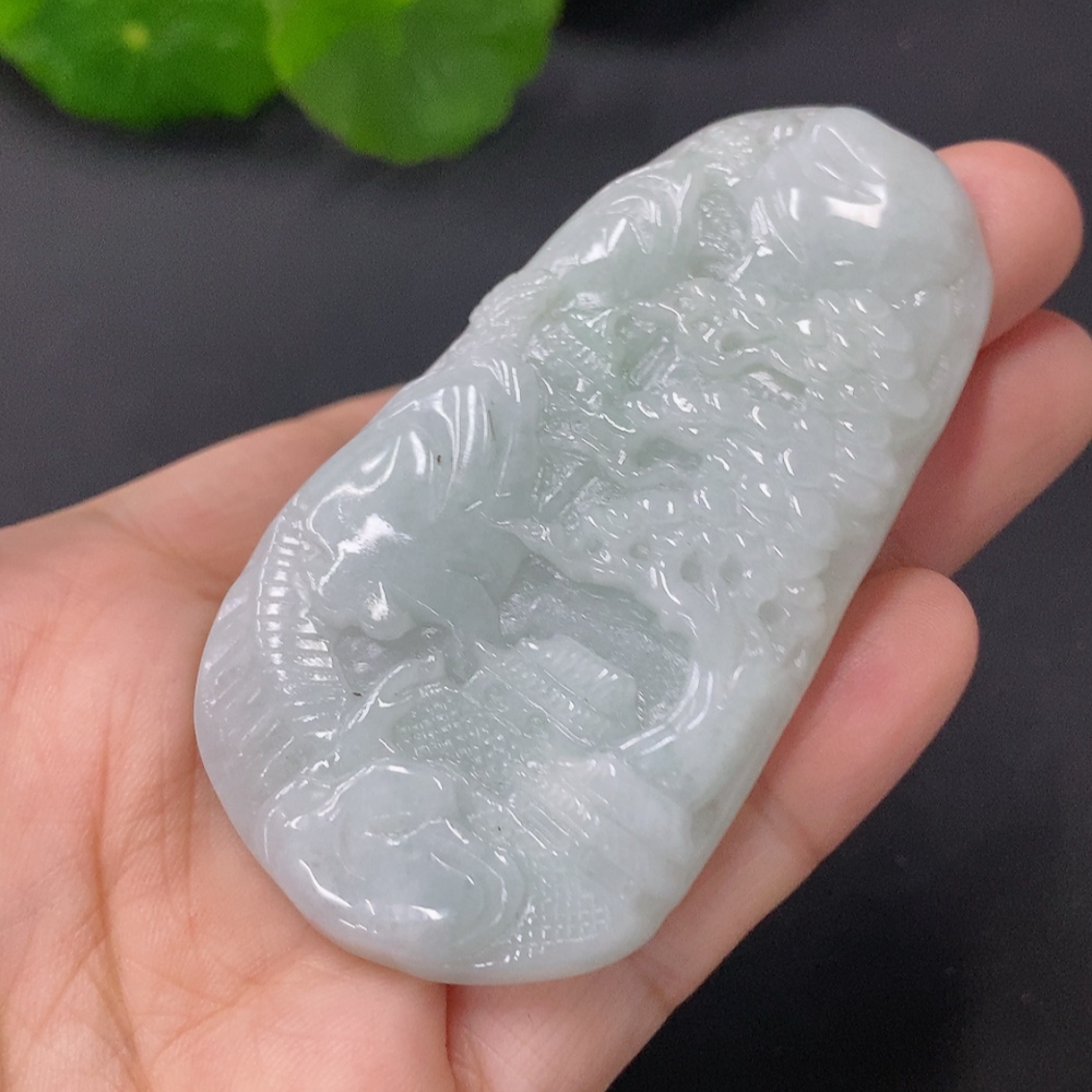 F31593593 Jadeite Pendant Landscape Plaque Total Weight Approx. 33g