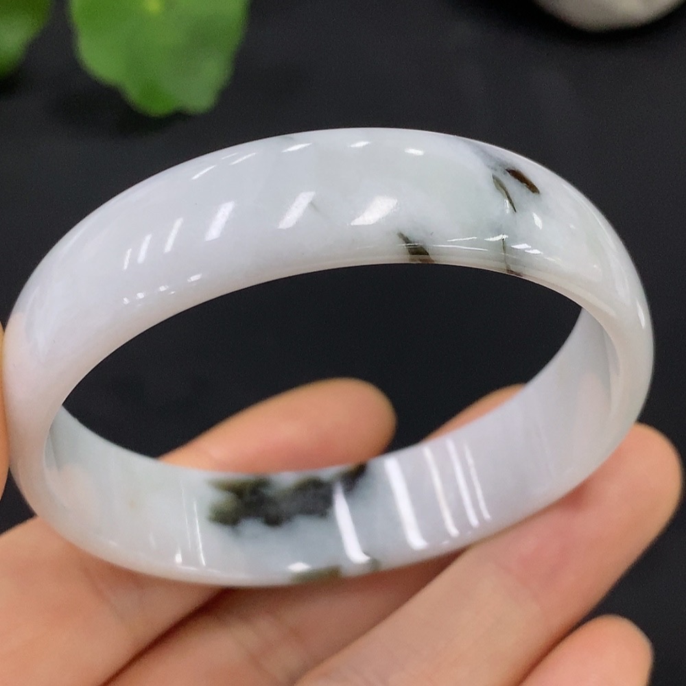 F26012421 Jadeite Round Bracelet with Other Mineral Components, Total Weight Approx. 27.19g, Size 53.2