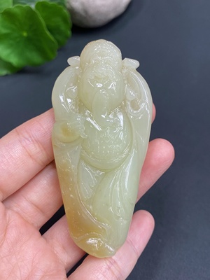 H17978042 Hetian Jade Pendant    God of Wealth    Total Weight: Approx. 53.2g