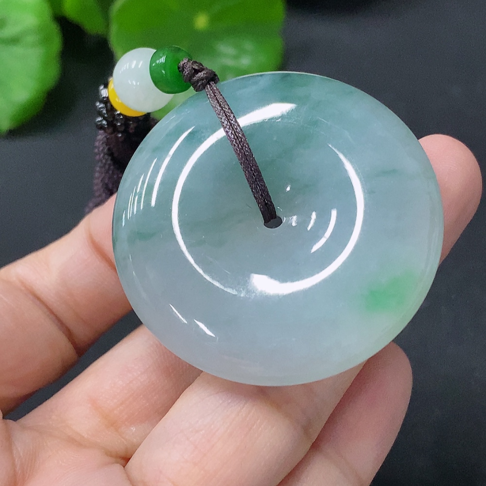 F33848755 Jadeite Pendant Peace Knot Total Weight Approx. 32.86g Including String Non-Grade A Beads