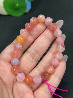 H41923235 盐源玛瑙手串 卡9mm左右 仅红色 货品总重约22.2g