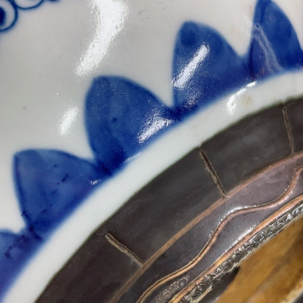 W28218048 Porcelain, Intact, Qing Dynasty Blue Floral Incense Burner (Size Subject to Actual Item)