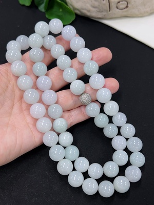 F46585213 翡翠珠链 卡12.5mm左右 非金镶 货品总重约175.3g