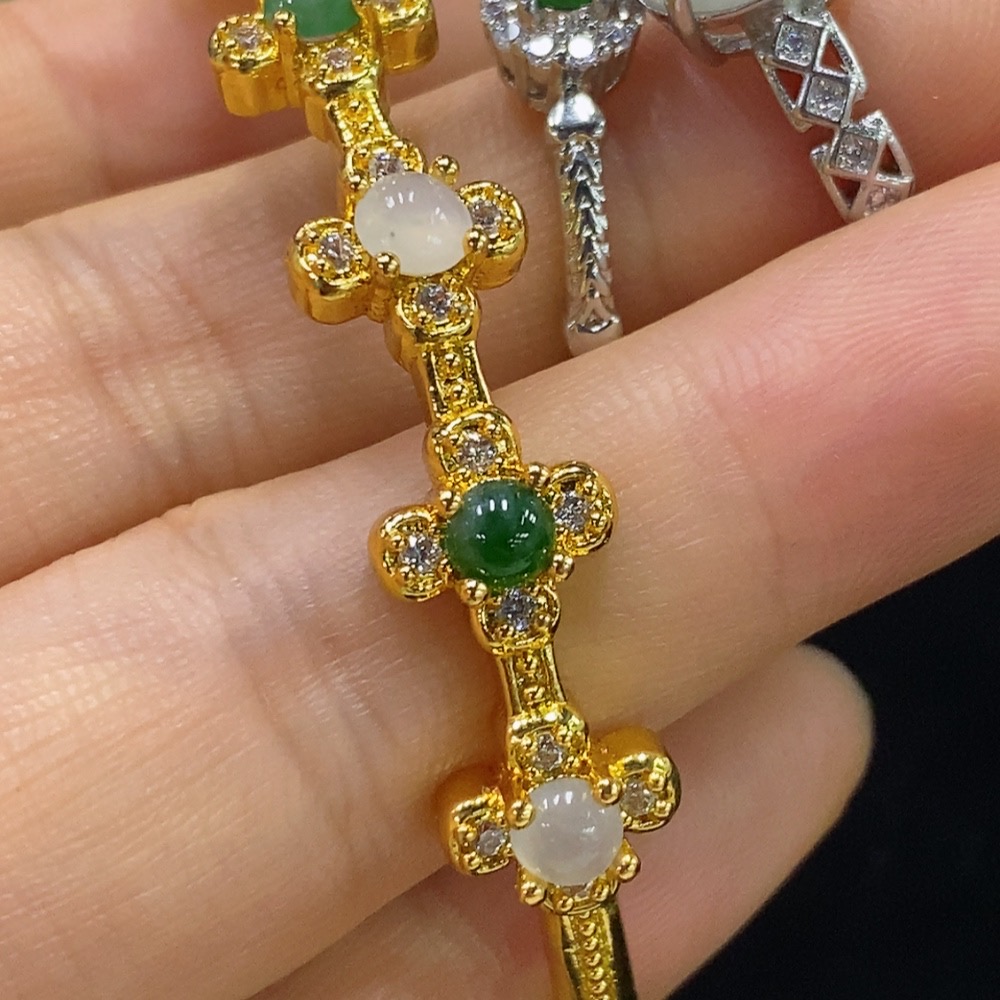 F34044044 Jadeite Inlaid Bracelet//Ring Non-Gold Adjustable